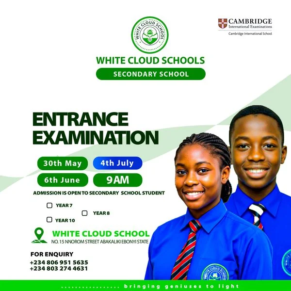 White Cloud Schools entrance examination design